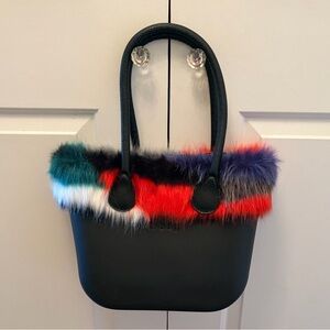 O Bag Mini Black Fur-Trimmed Women's Bag - 2 Bags in 1!